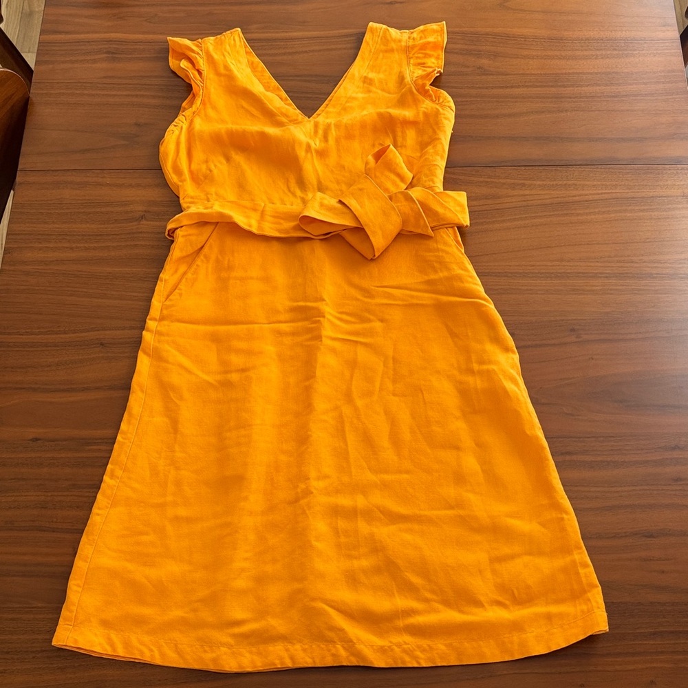 LOFT Orange Sleeveless Petite Back Cutout Mid Dress 4P
